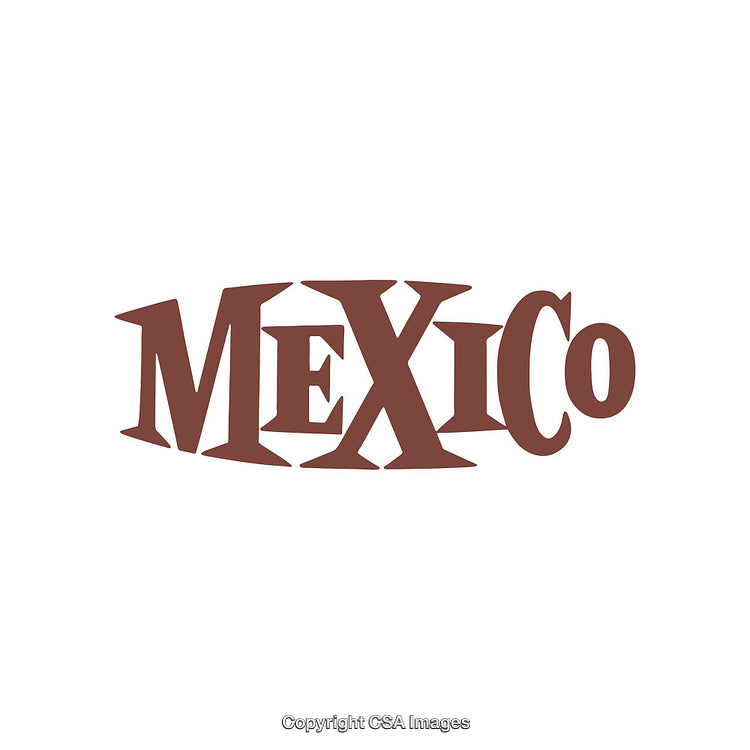 Stylized Dark Brown Text Graphic Featuring the Word Mexico