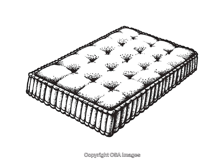 Vintage-Style Black and White Hand Drawn Mattress Illustration