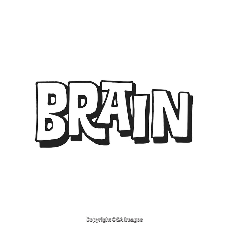 Bold Hand-Drawn Text of Brain in Graphic Monochrome Style