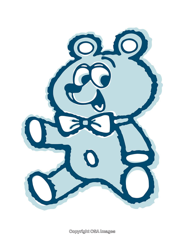 Cute Cartoon Teddy Bear Drawing Wearing a Bow Illustration