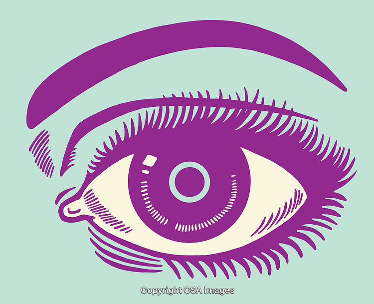 Stylized Purple Eye Illustration on Light Green Background