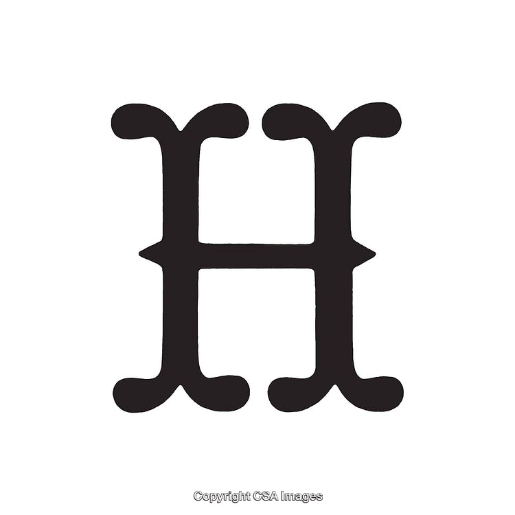 Bold Monochromatic Letter H Symbol in Decorative Serif Typeface Design