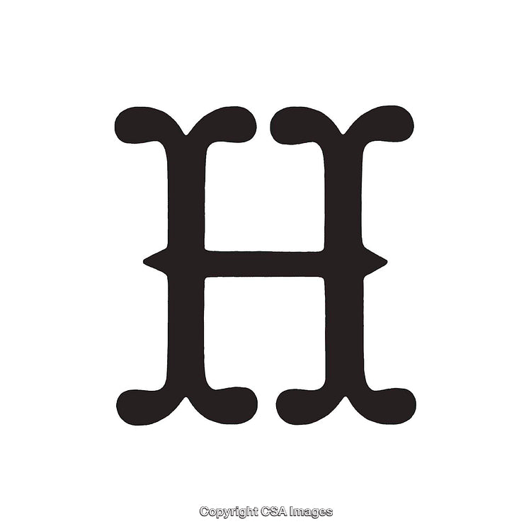 Bold Monochromatic Letter H Symbol in Decorative Serif Typeface Design