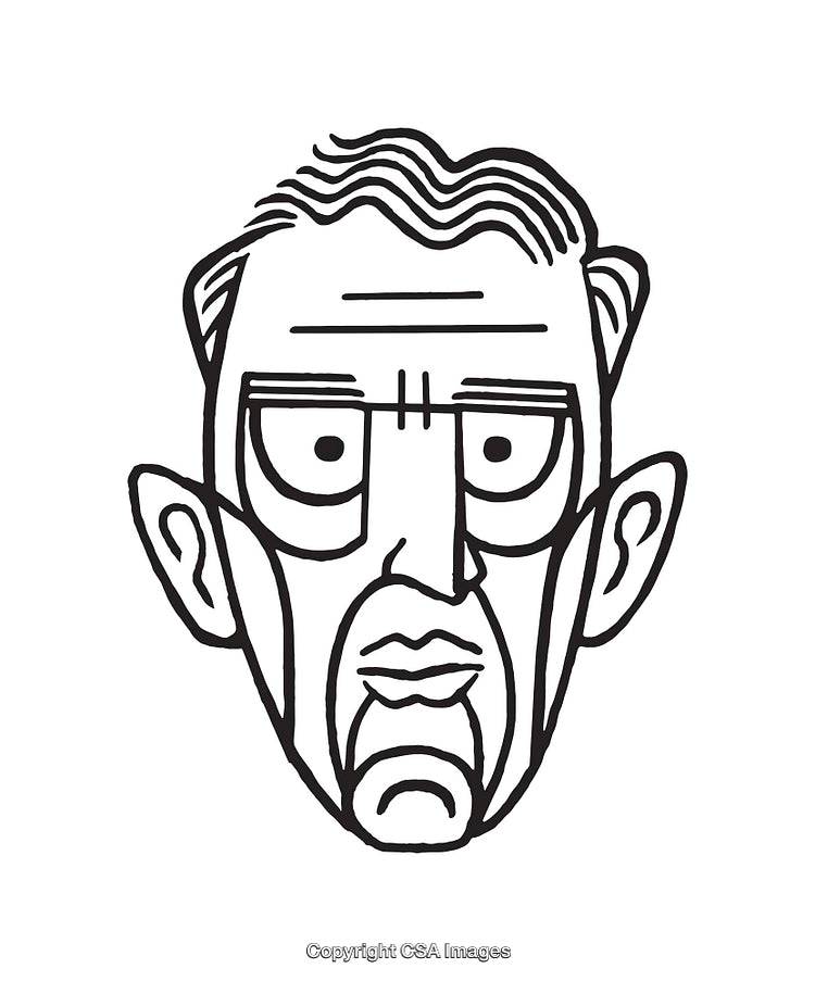 Abstract Black and White Line Art of a Man's Face