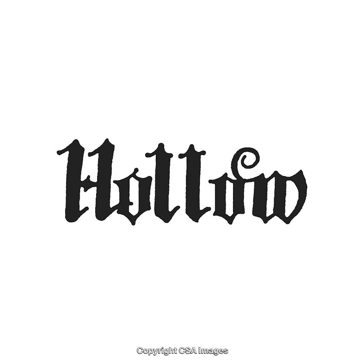 Gothic Style Hollow Word Art Design in Medieval Blackletter Font