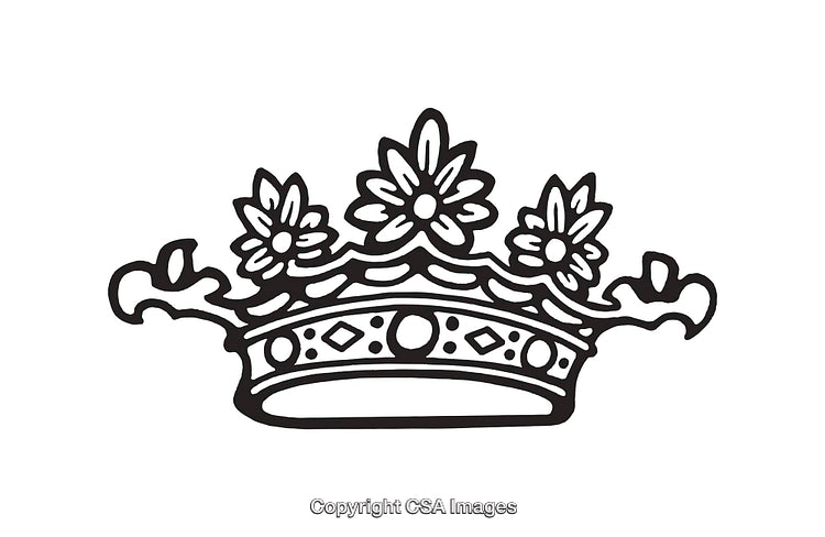 Elegant Black and White Line Art of a Floral Crown Design