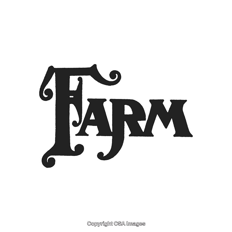 Elegant Vintage Farm Typography Design with Retro Style Lettering Decoration