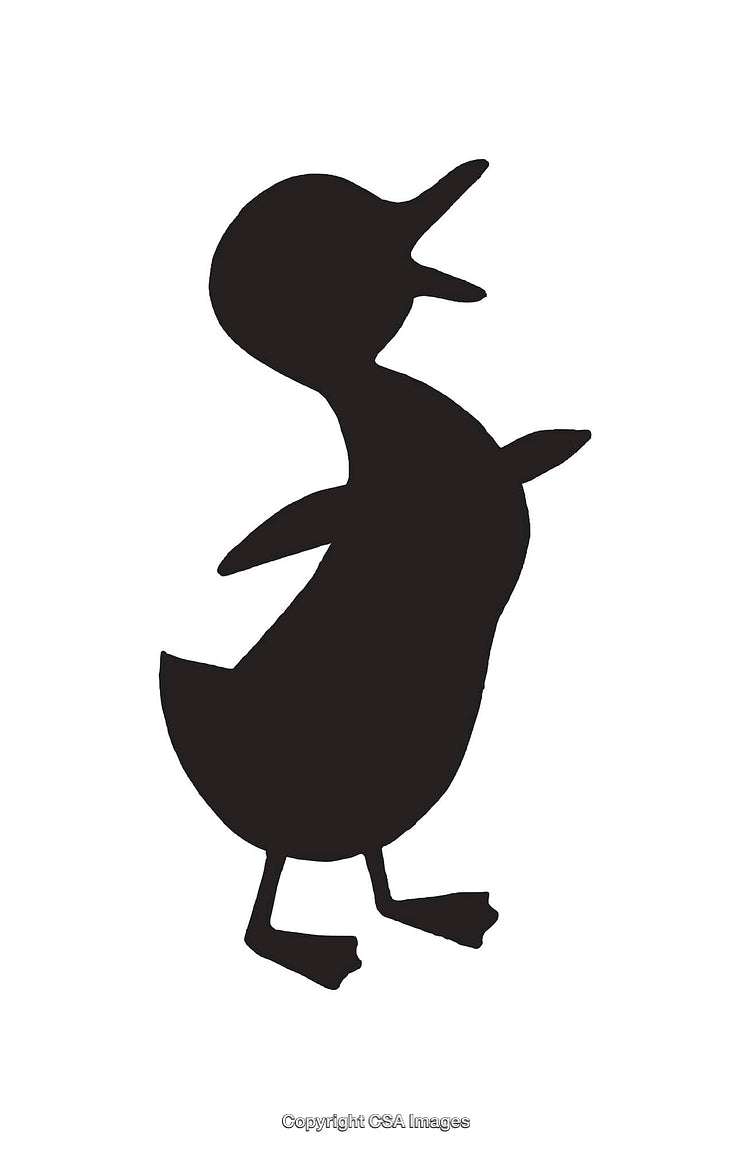 Silhouette of a Cartoon Duck in a Whimsical Stance