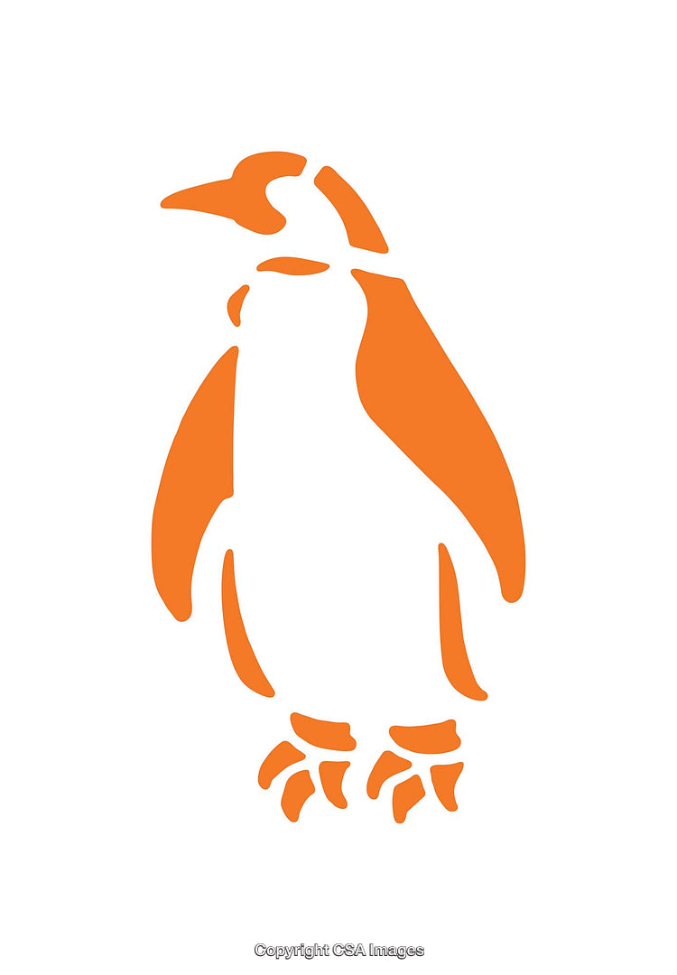 Minimalist Orange Penguin Icon on a White Background