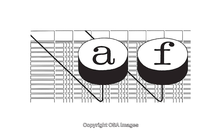 Abstract Black and White Diagram Featuring Letterforms and Geometric Elements