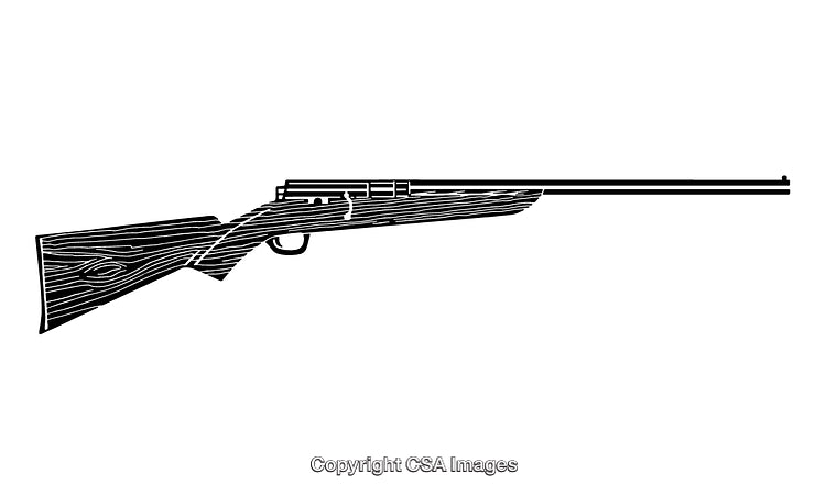 Elegant Black and White Engraving of a Classic Hunting Rifle