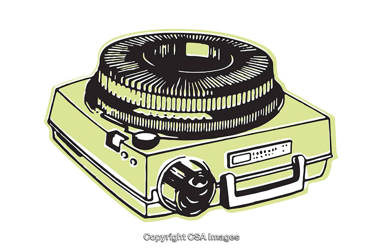 Vintage Slide Projector Illustration in Retro Color Style