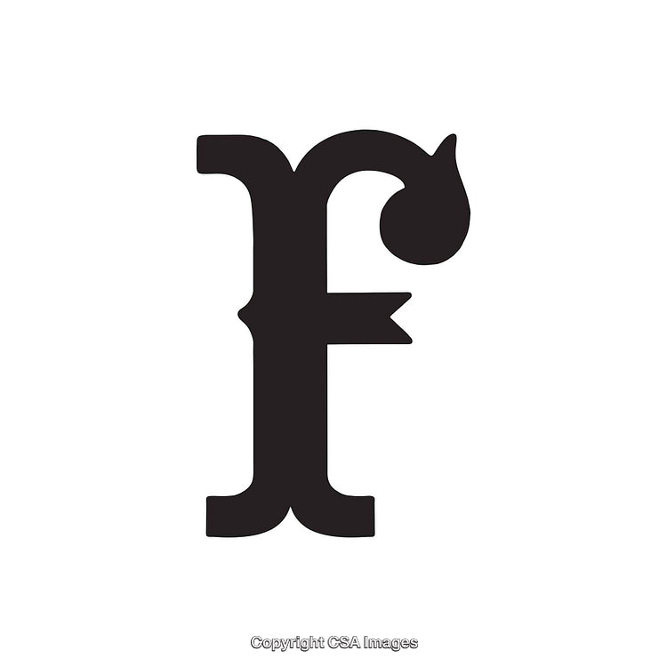 Elegant Stylized Letter F With Decorative Element in Black