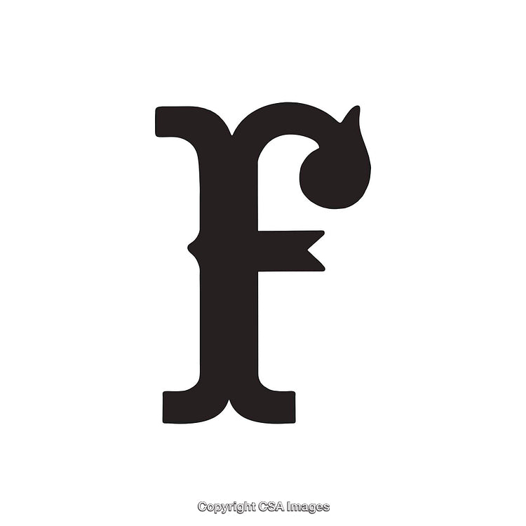 Elegant Stylized Letter F With Decorative Element in Black