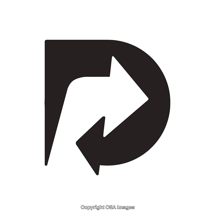Black and White Abstract Arrow Shape Emblem