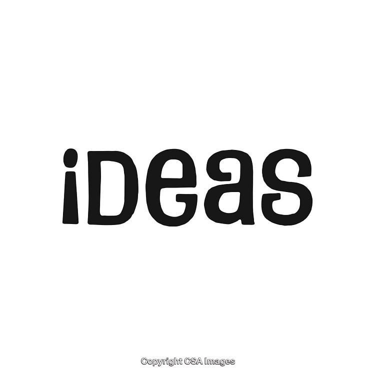 Creative Typography Displaying the Word Ideas on a White Background