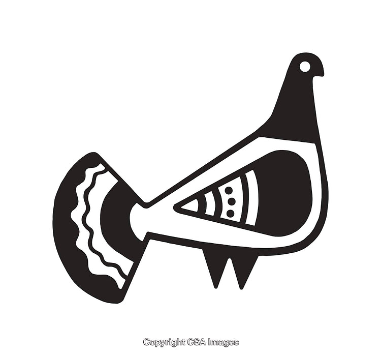 Black and White Stylized Bird Line Art Illustration