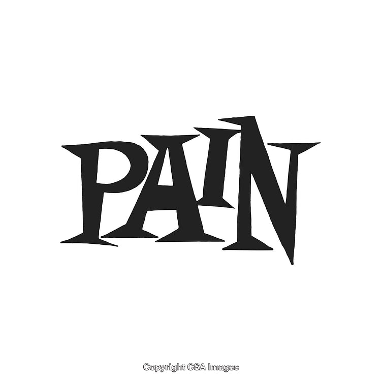 Conceptual Black Typography of the Word Pain with Distressed Font