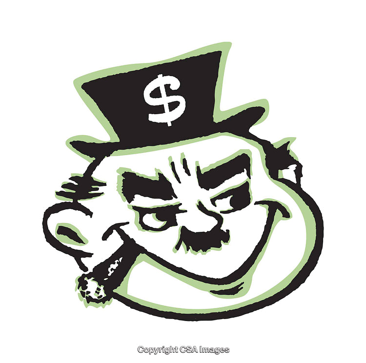 Retro Caricature of a Wealthy Gentleman with Dollar Hat and Cigarette