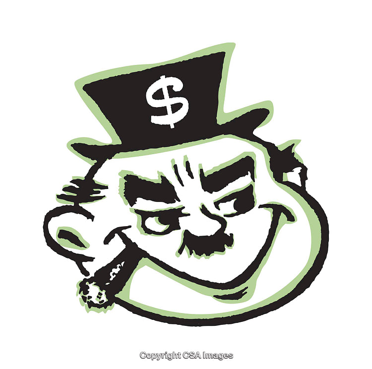 Retro Caricature of a Wealthy Gentleman with Dollar Hat and Cigarette