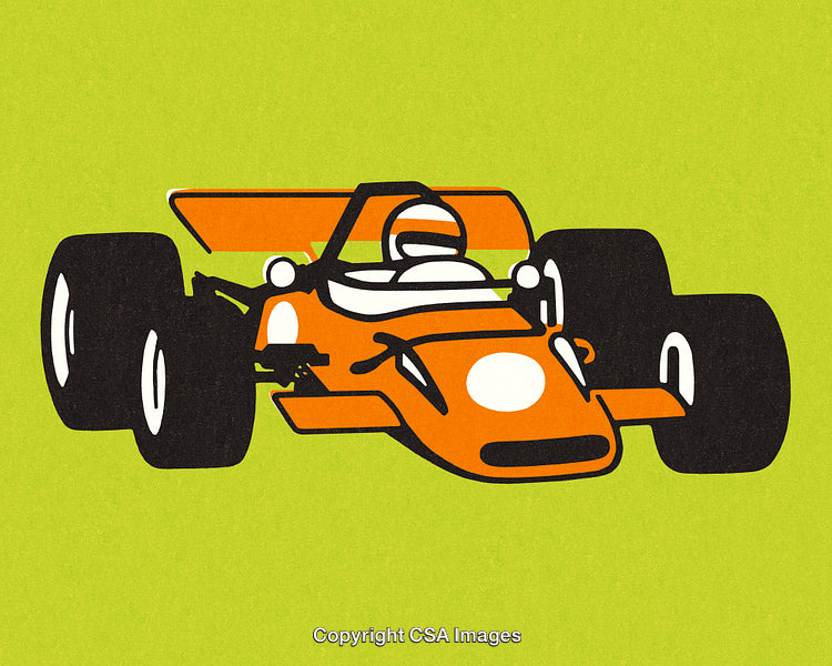 Brightly Colored Illustration of a Vintage Race Car in Bold Style