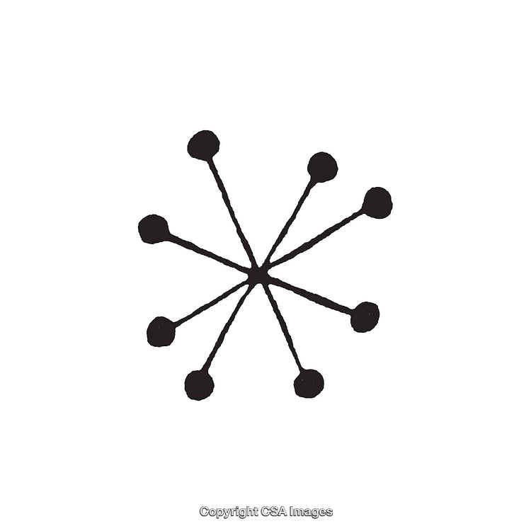 Abstract Black Dingbat Shape With Stylized Lines and Dots in Symmetrical Design