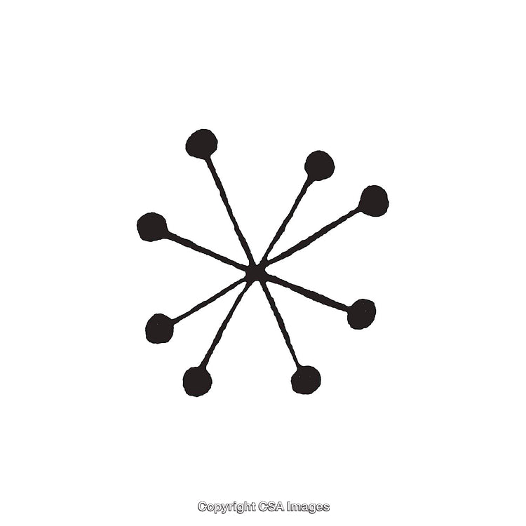Abstract Black Dingbat Shape With Stylized Lines and Dots in Symmetrical Design