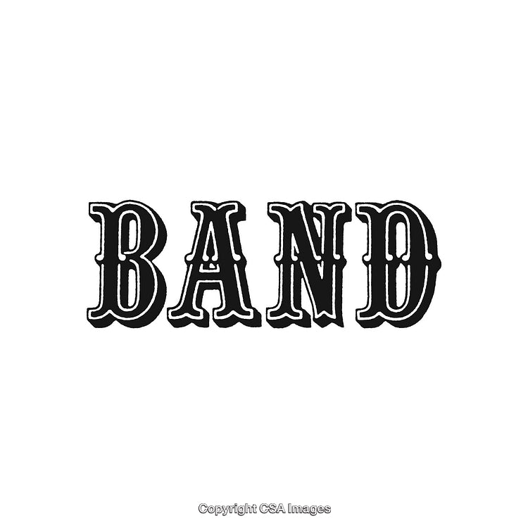 Stylized Black Text Typography with the Word Band on a White Background