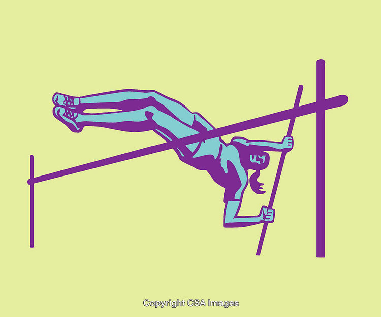 Color Line Art Illustration of a Pole Vaulting Athlete in Action