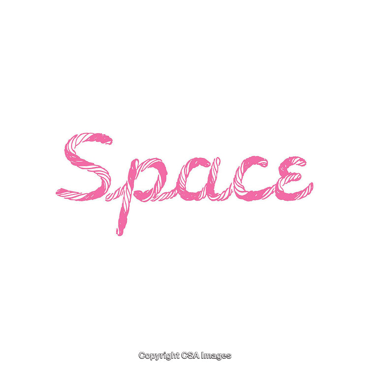 Pink Script Word Art Featuring the Term 'Space' on Minimalist Background