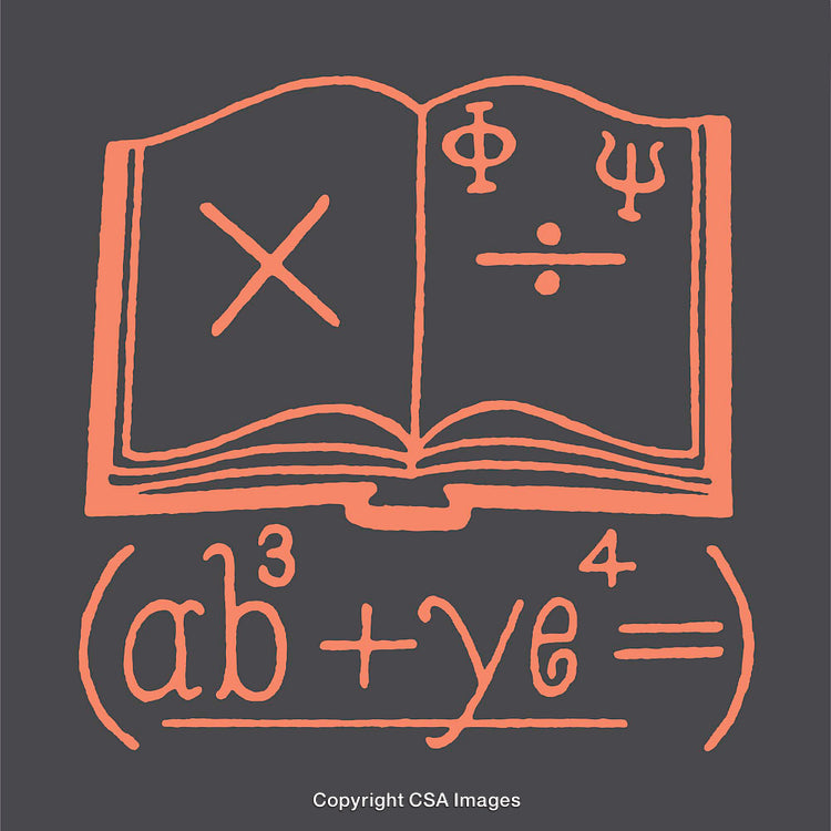 Open Book Illustration with Mathematical Symbols and Equations Art