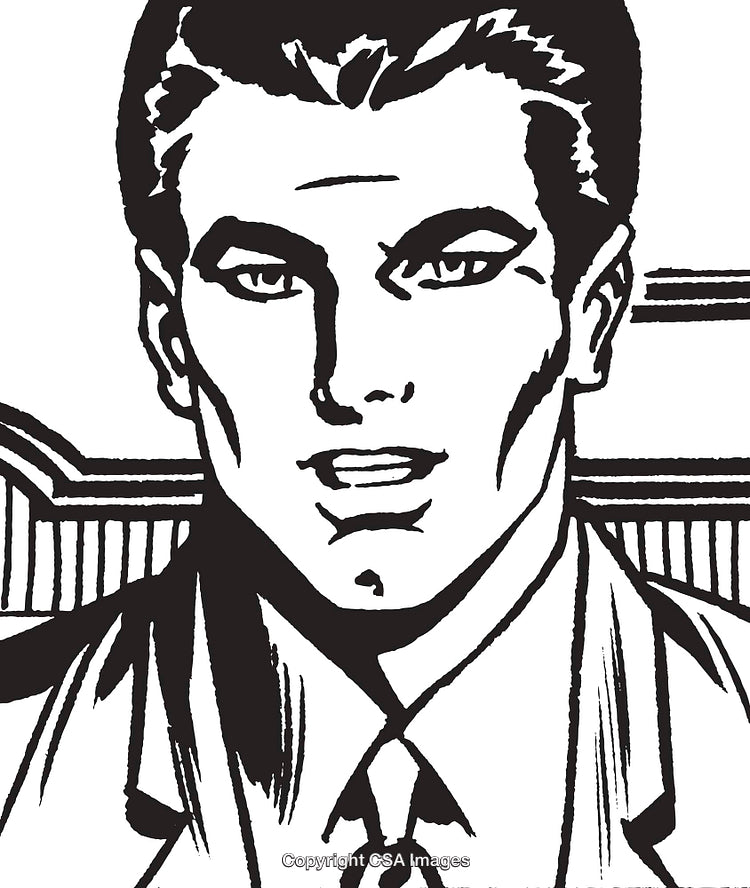 Retro Illustration of Professional Young Man in Classic Suit and Tie