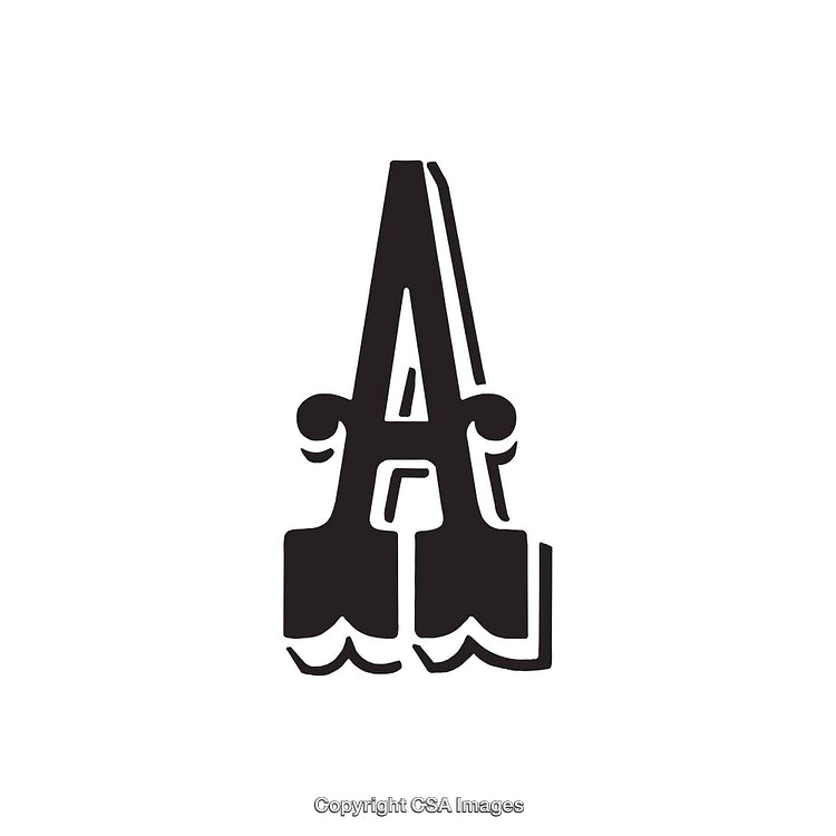 Vintage-Style Black Letter 'A' with Unique Artistic Design