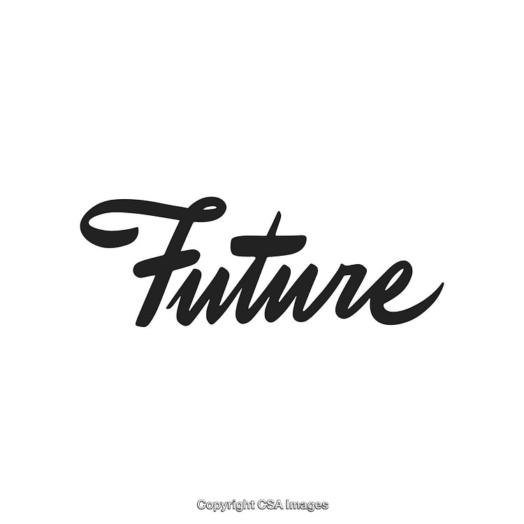 Stylized Typography Design of 'Future' in Black Script on White Background