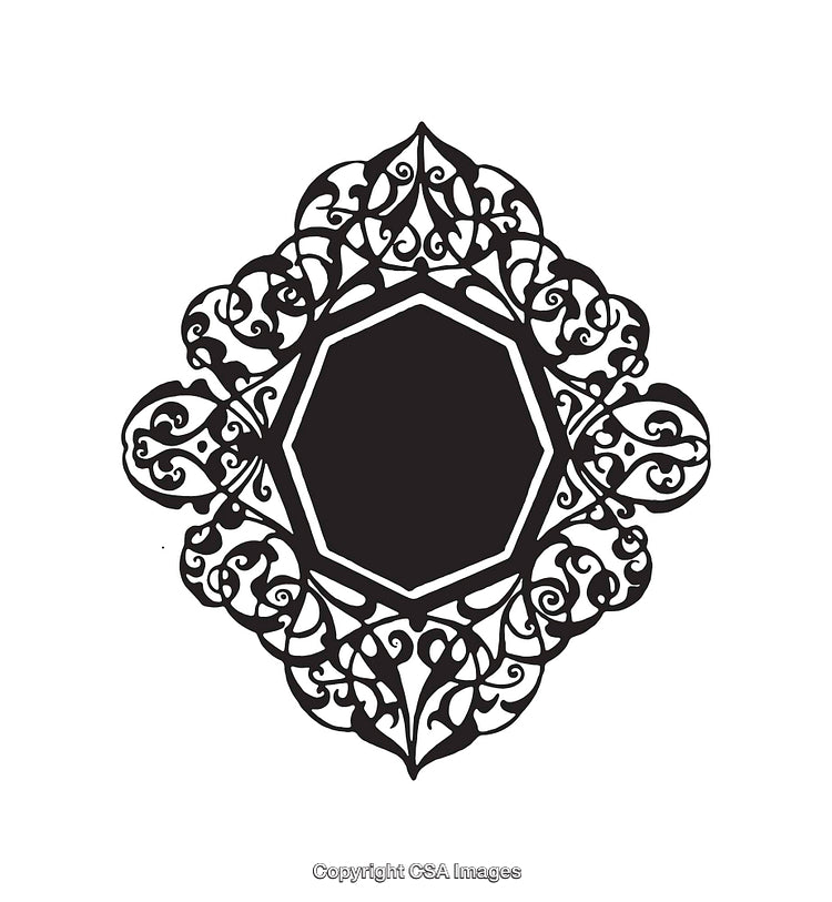 Elegant Black and White Ornamental Design with Intricate Arabesque Patterns