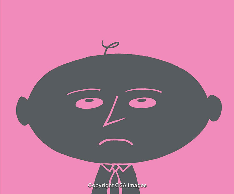 Abstract Illustration of a Pensive Face on a Bold Pink Background
