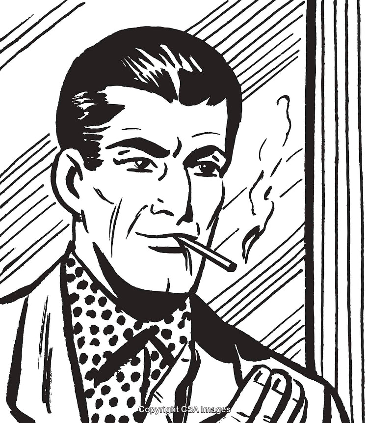 Retro Comic Style Illustration of a Smoking Character in Dramatic Pose