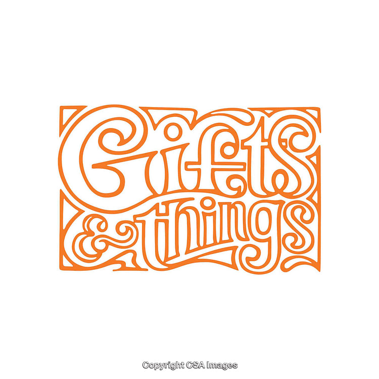 Bold Orange Decorative Typography Featuring Gifts And Things Text