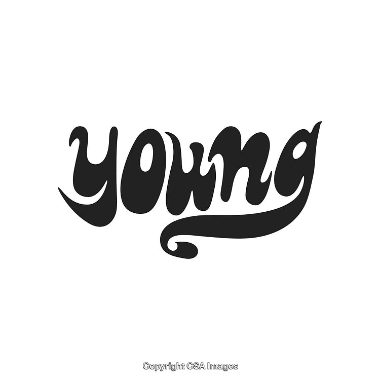 Stylish Black Typography Design Featuring the Word 'Young' in Swirling Font