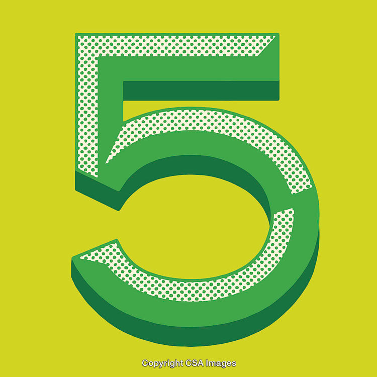 Stylized Number Five in Retro Pop Art Style Design