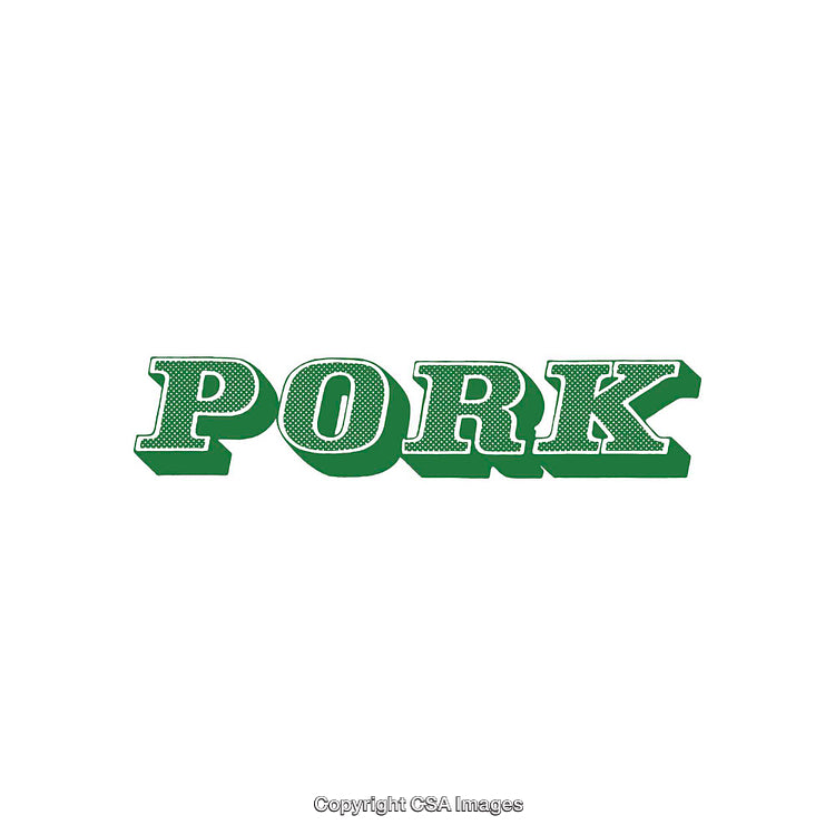 Green Illustrated Pork Text on White Background