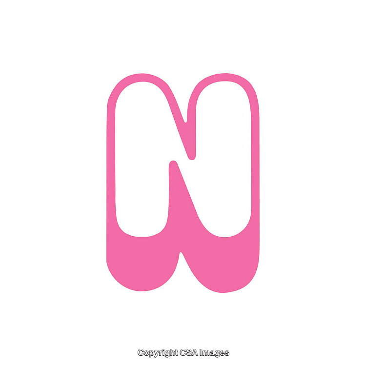 Stylized Bubble Letter N in Pink on White Background