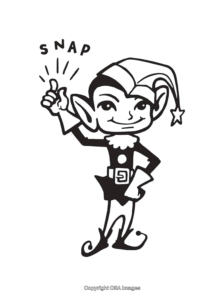 Hand-Drawn Line Art Illustration of a Cheerful Elf Giving a Thumbs-Up