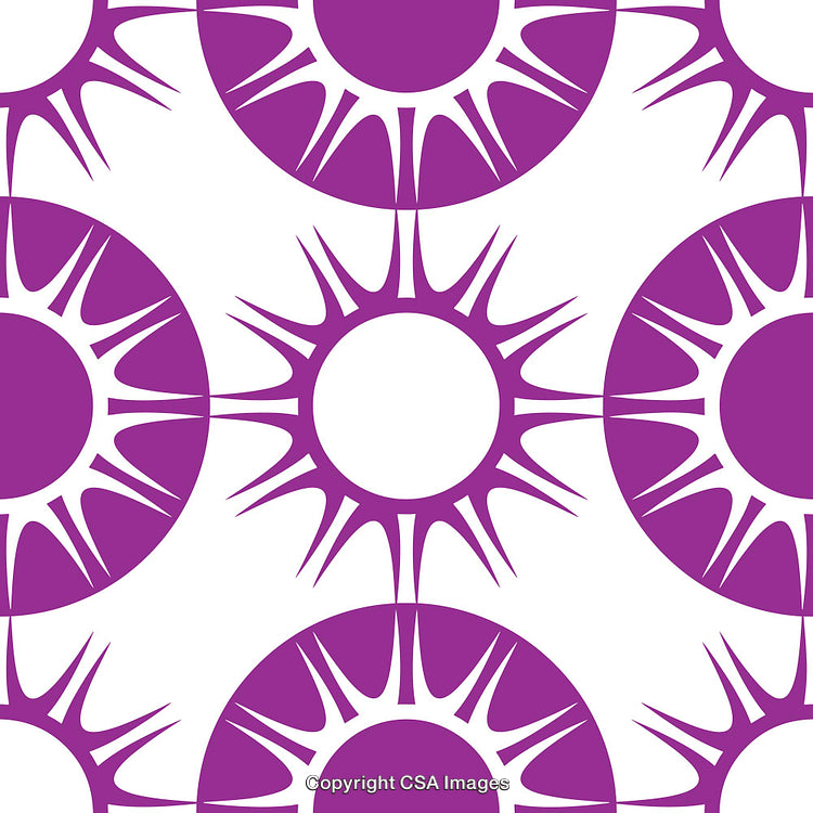 Purple Circular Pattern with Radiating Elements on a White Background