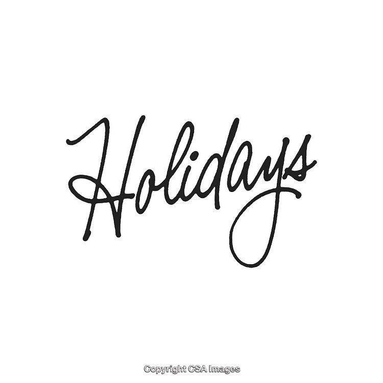 Elegant Black Handwritten Holidays Lettering on White Background