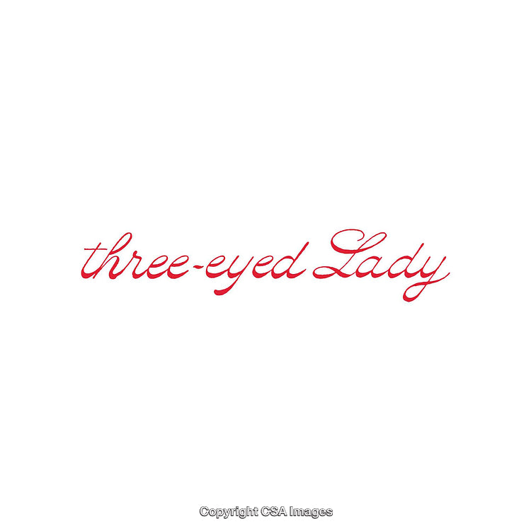 Red Handwritten Typography Displaying the Phrase 'Three-Eyed Lady' on White Background