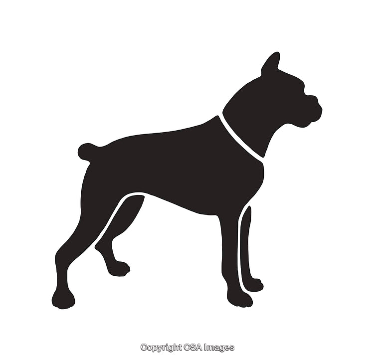 Black And White Silhouette of a Dog Standing in Profile