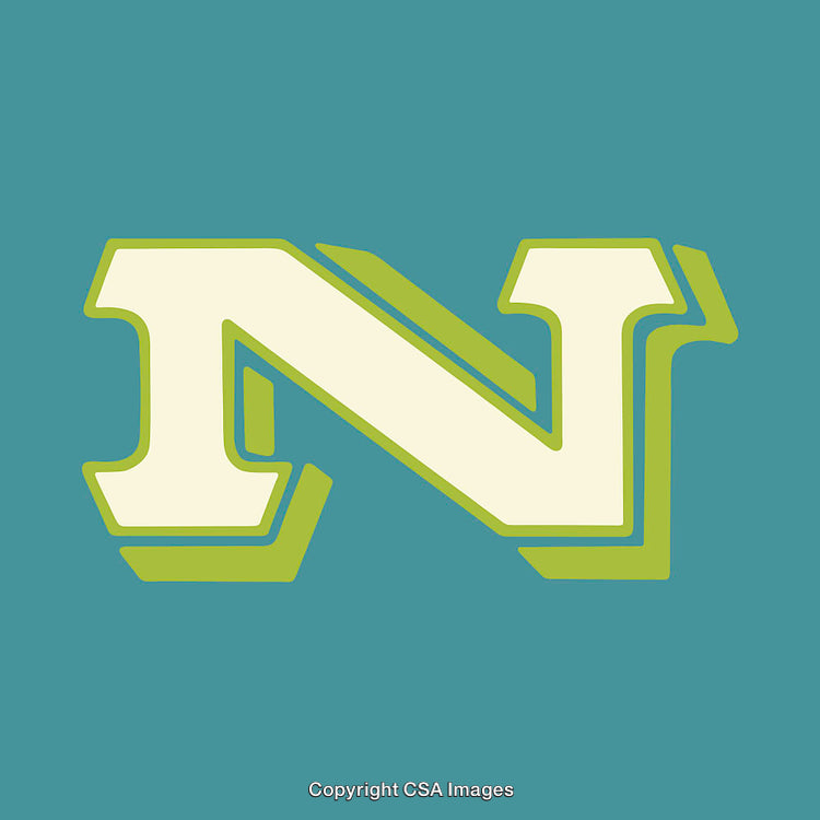 Bold Stylized Letter 'N' in Vibrant Colors on Solid Background