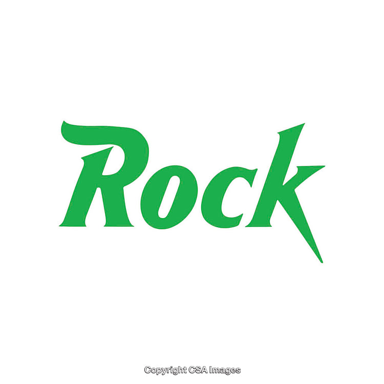 Green 'Rock' Text in Bold Font Against a White Background