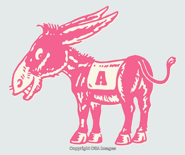 Whimsical Pink Donkey Line Art Illustration With a Bold Design